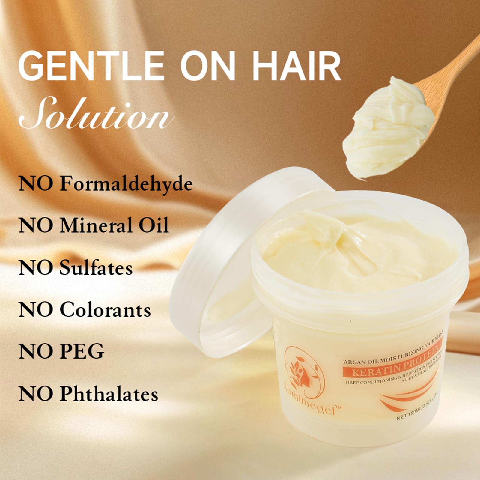 Aomimegel being applied to damp hair mid-lengths for easy detangling