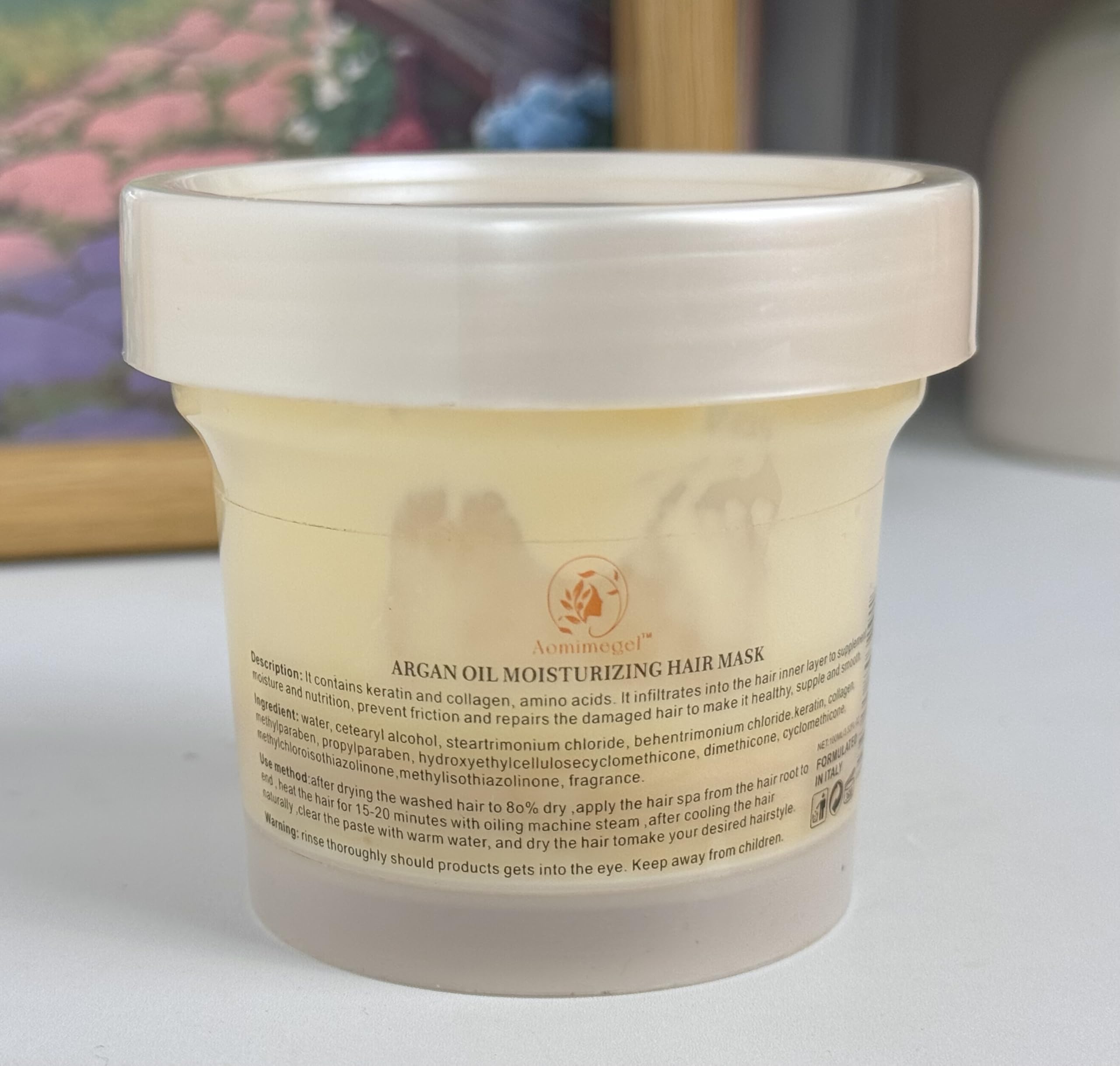 Aomimegel close-up label with directions for quick 3–5 minute treatment