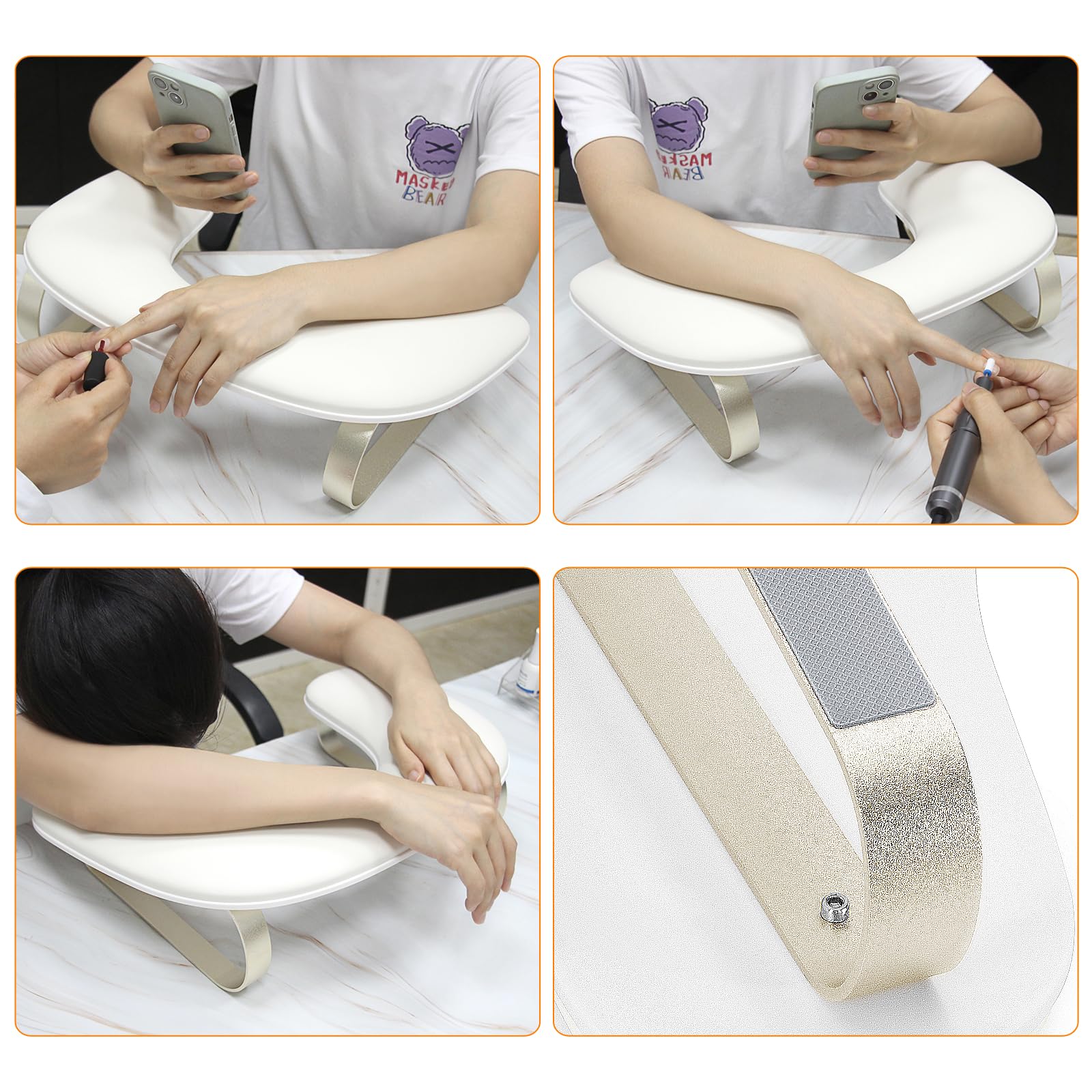 AONOLOVO client hand resting comfortably for steady nail application
