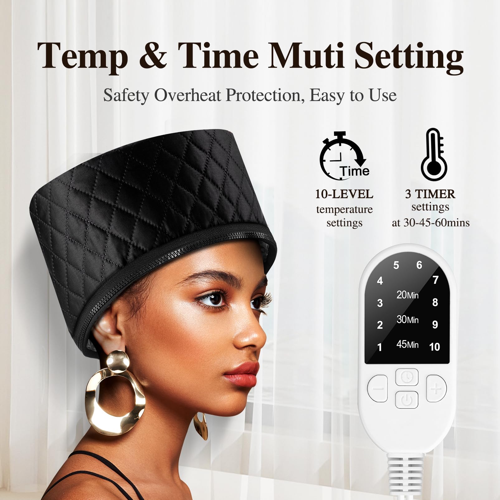 aopow heat cap next to a hand to show compact travel-friendly size