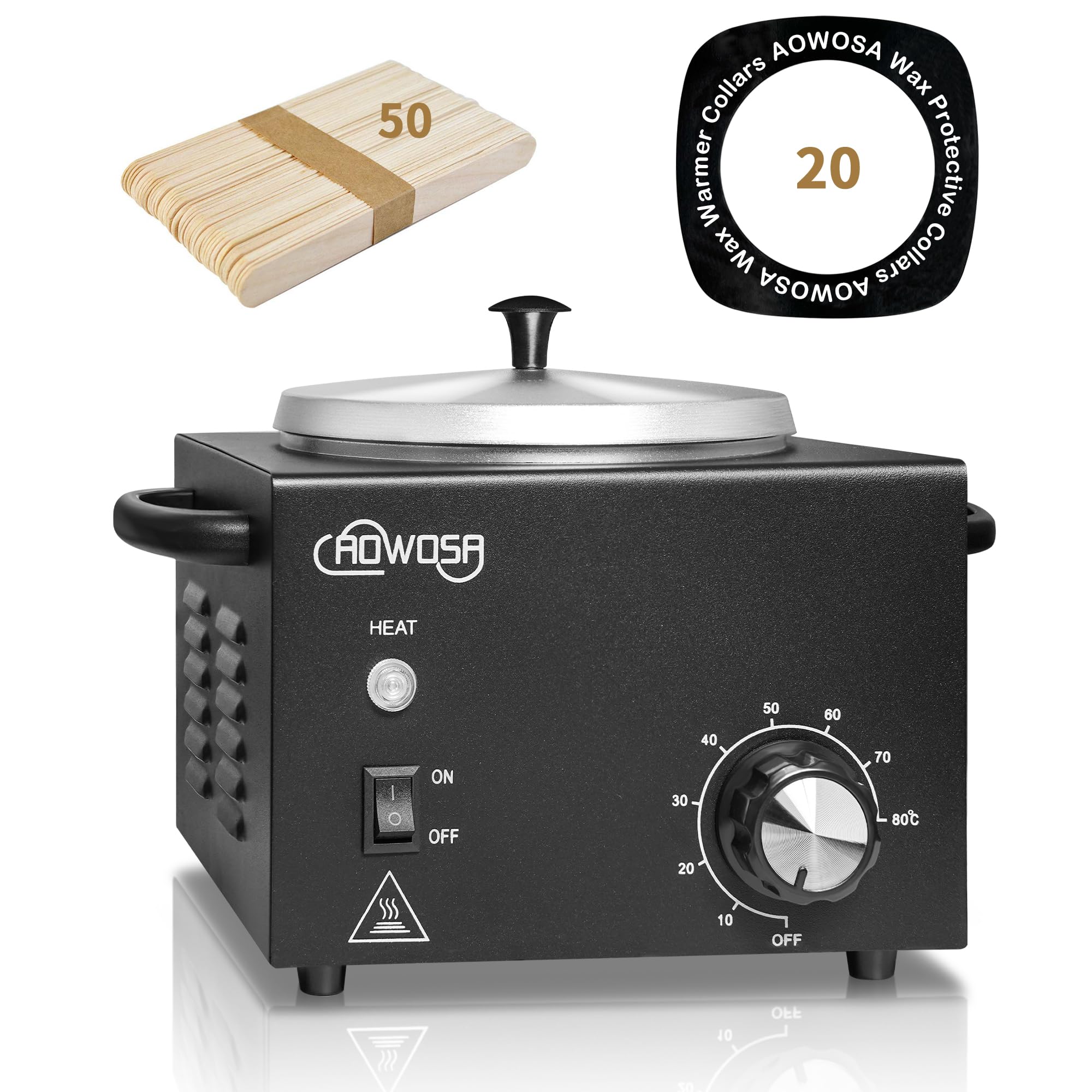 AOWOSA front view of wax warmer showing compact professional design and quick heating