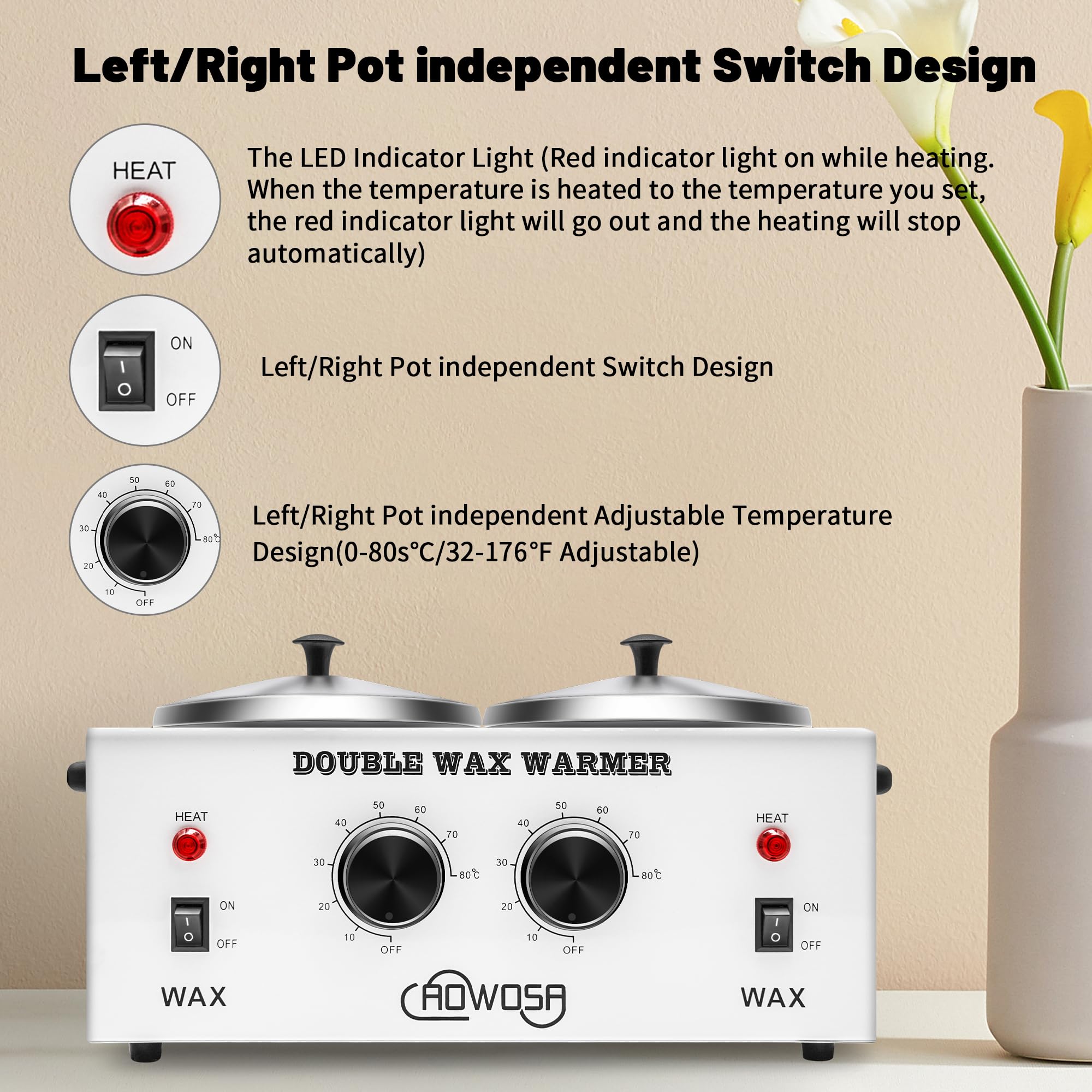 AOWOSA removable pot lifted out for cleaning showing practical, washable design
