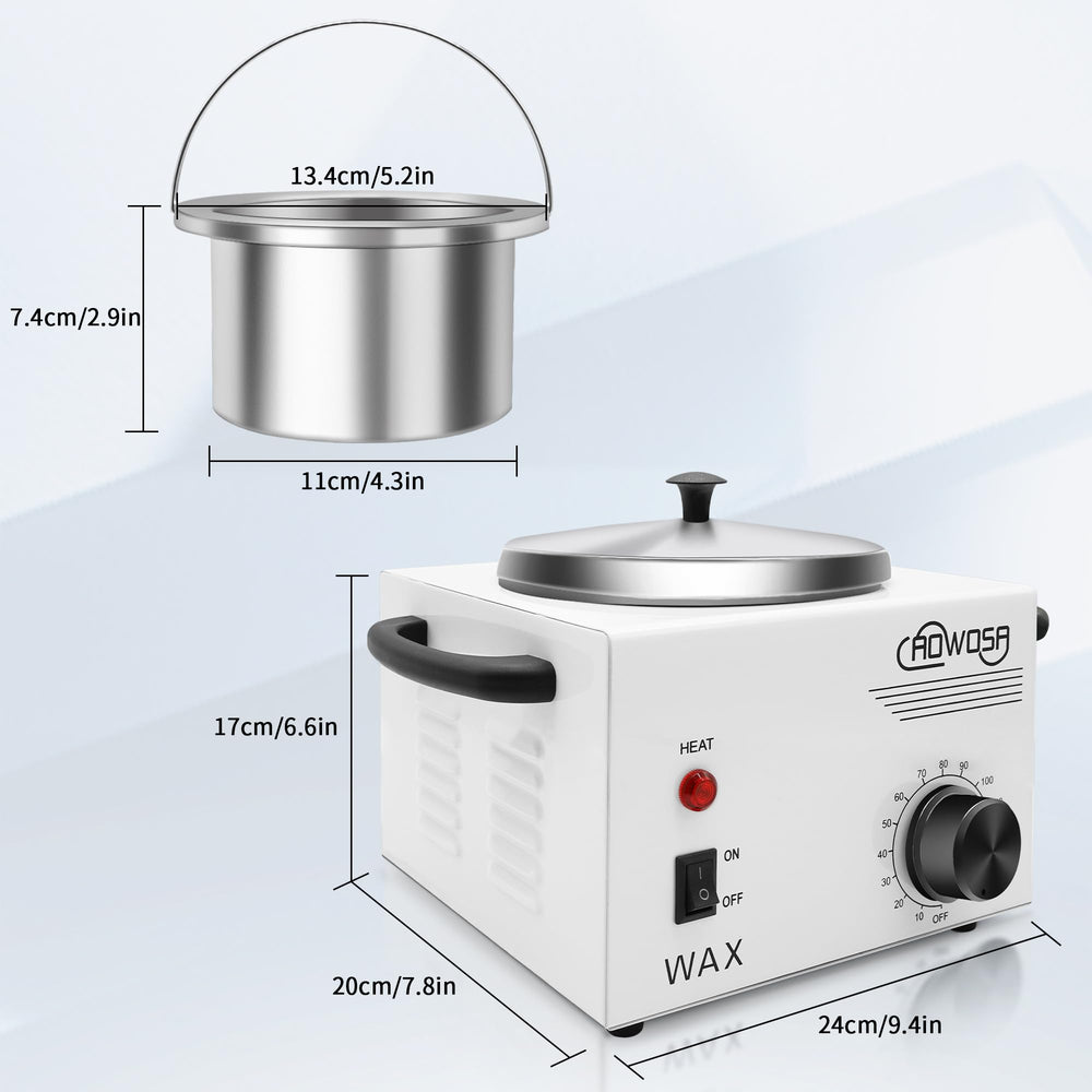 AOWOSA detail of temperature knob highlighting adjustable heat control for precise waxing