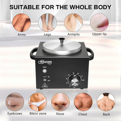 AOWOSA melting wax inside pot, demonstrating fast even heating and ready-to-use wax