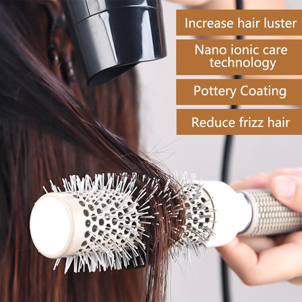 Aozzy brush being used with hairdryer to create smooth blowout and shine