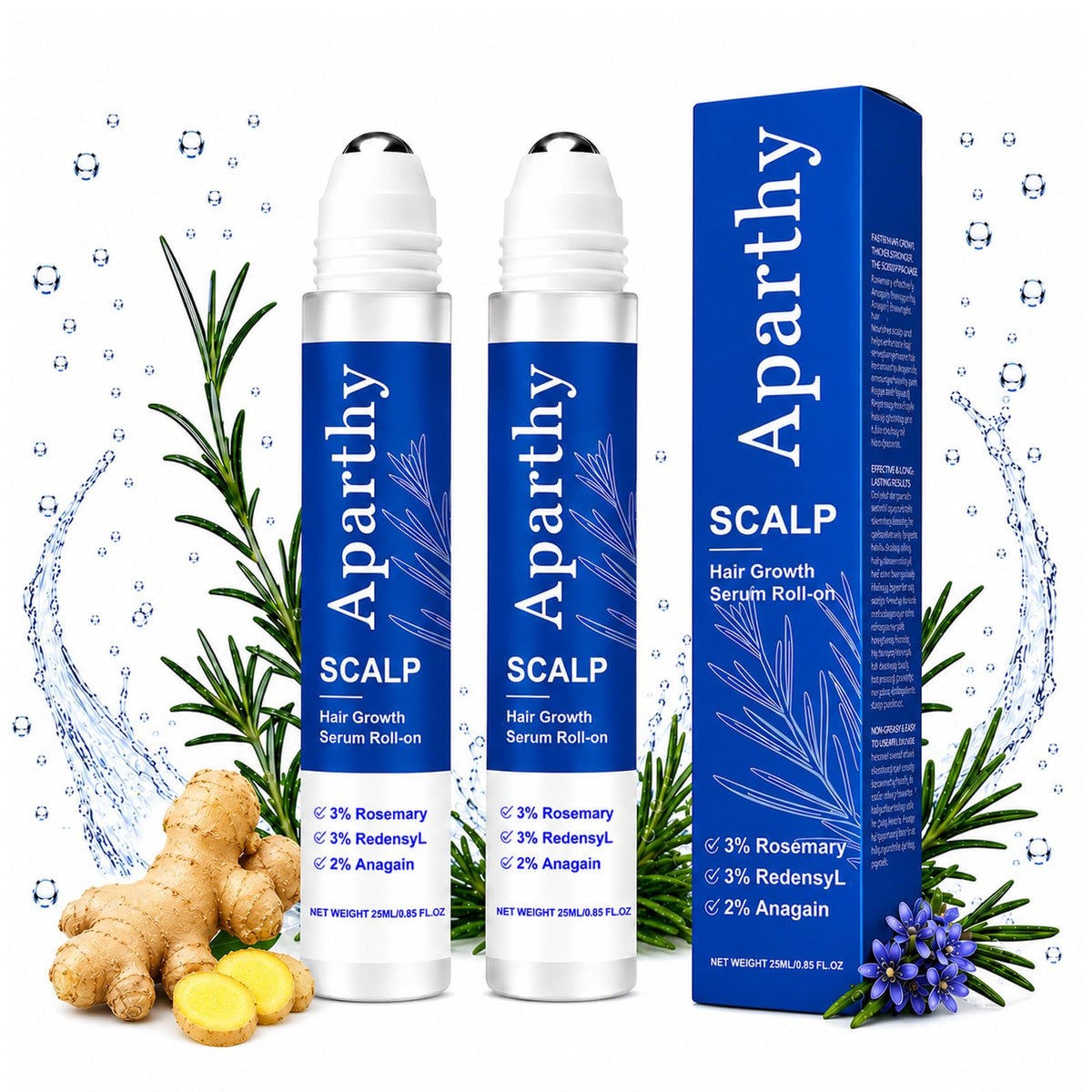 Aparthy roll on front label showing packaging and benefits