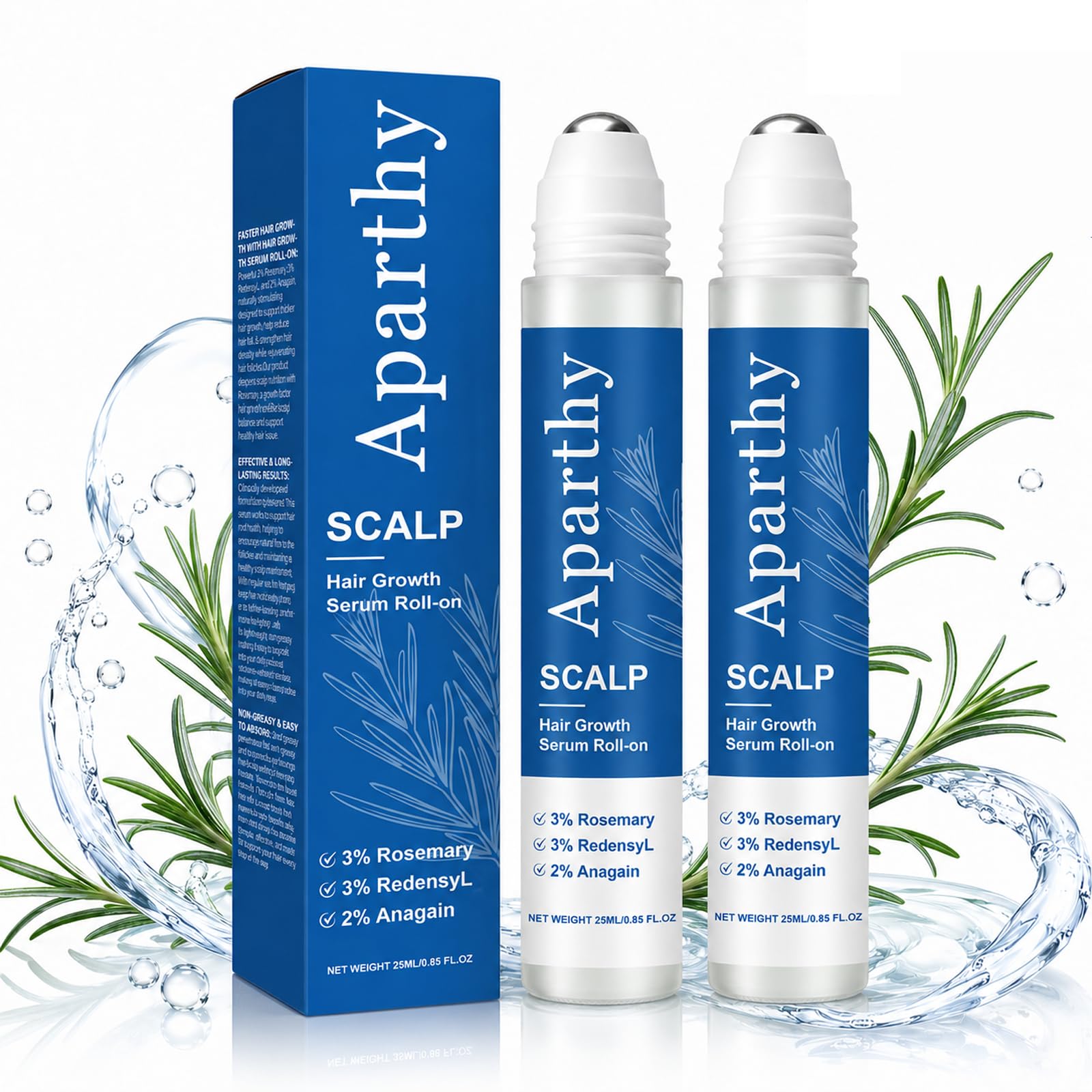 Aparthy roll on front view showing bottle and compact size for travel