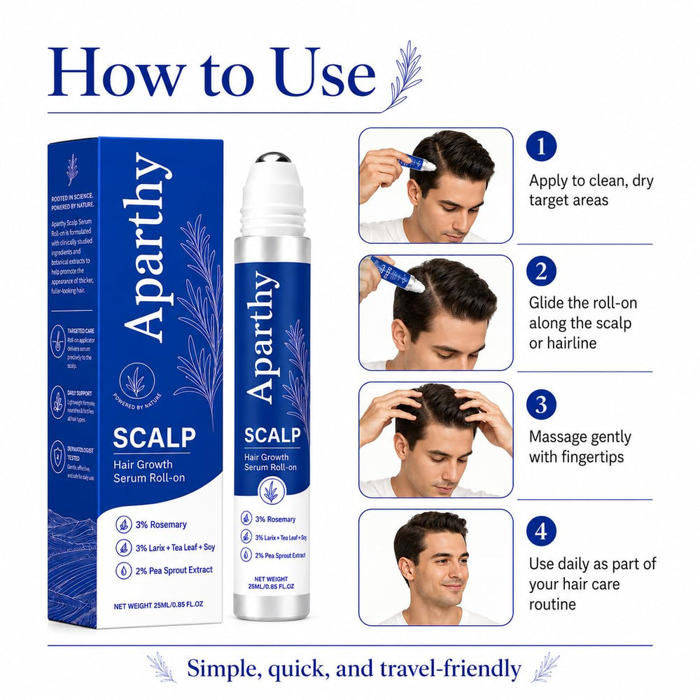 Aparthy Hair Growth label close-up featuring rosemary ginger aloe ingredient focus