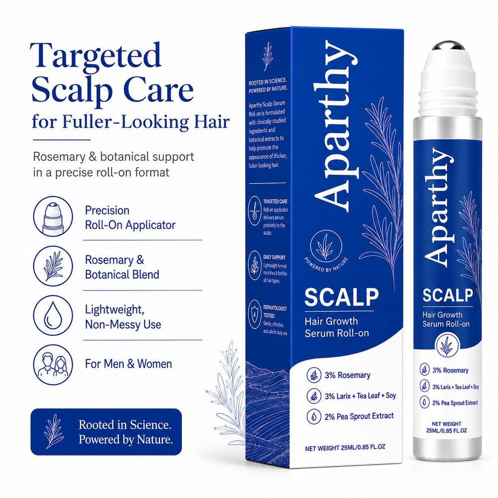Aparthy Hair Growth rollerball close-up demonstrating precise, drip-free application