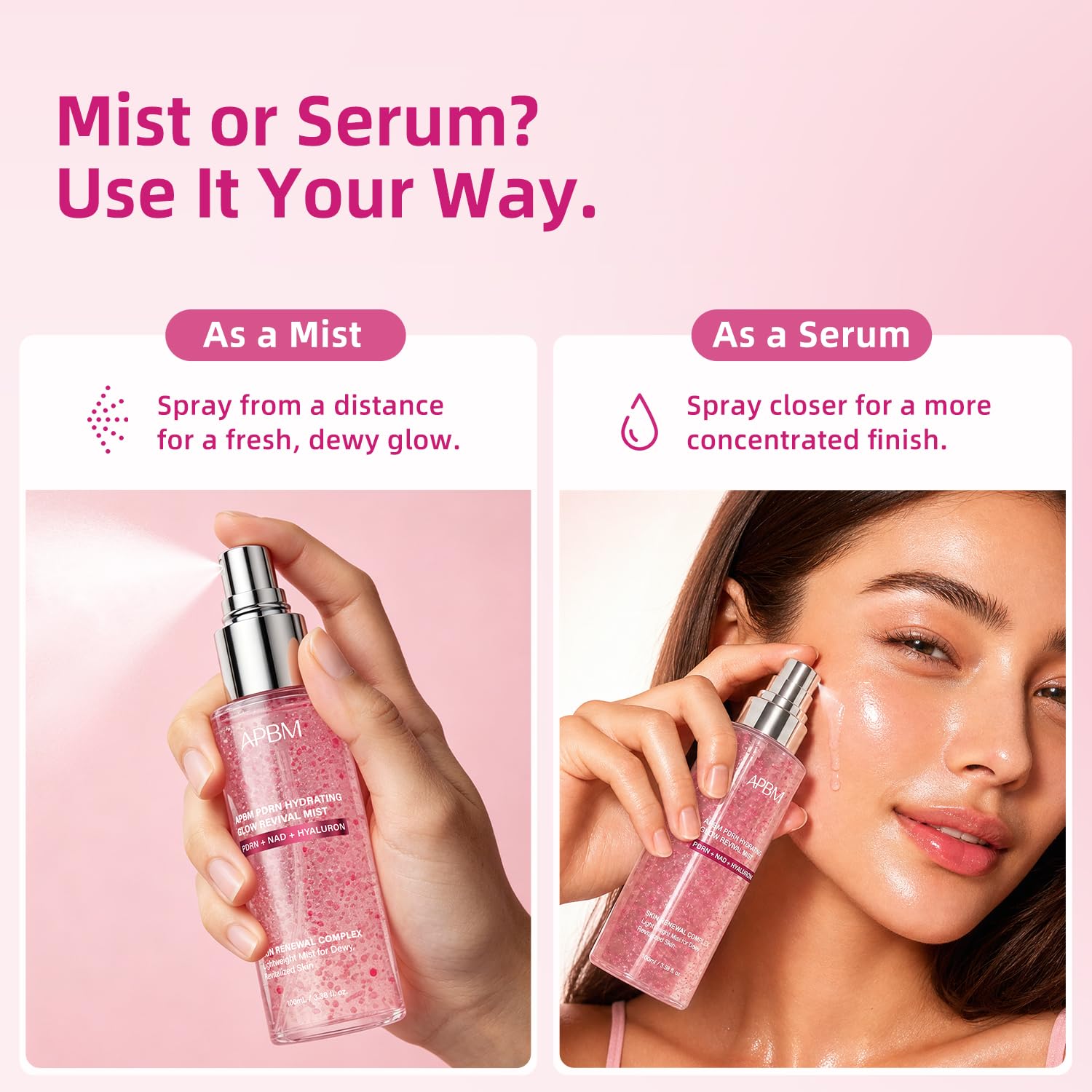 APBM styled on vanity conveying everyday hydration and glowing routine