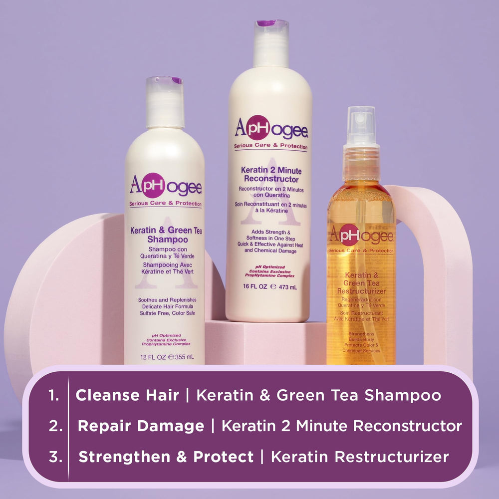 Aphogee applied to color-treated hair showing color-friendly conditioning