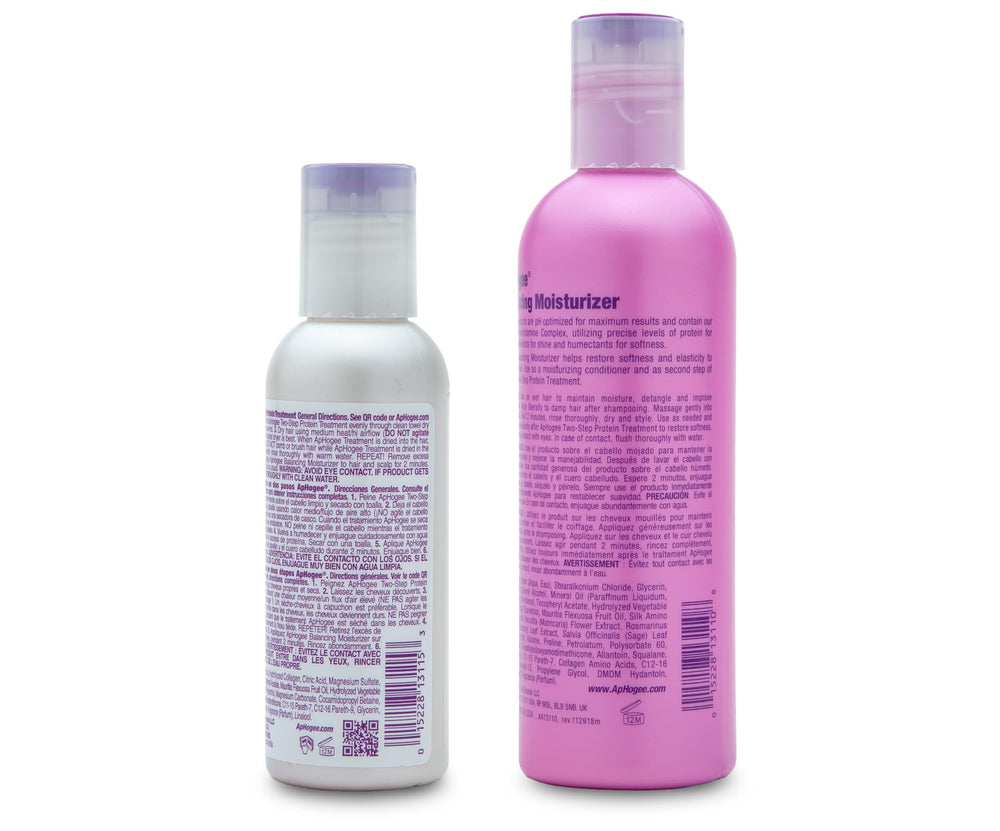 Aphogee two-step protein treatment bottle close-up highlighting concentrated repair benefits for damaged hair