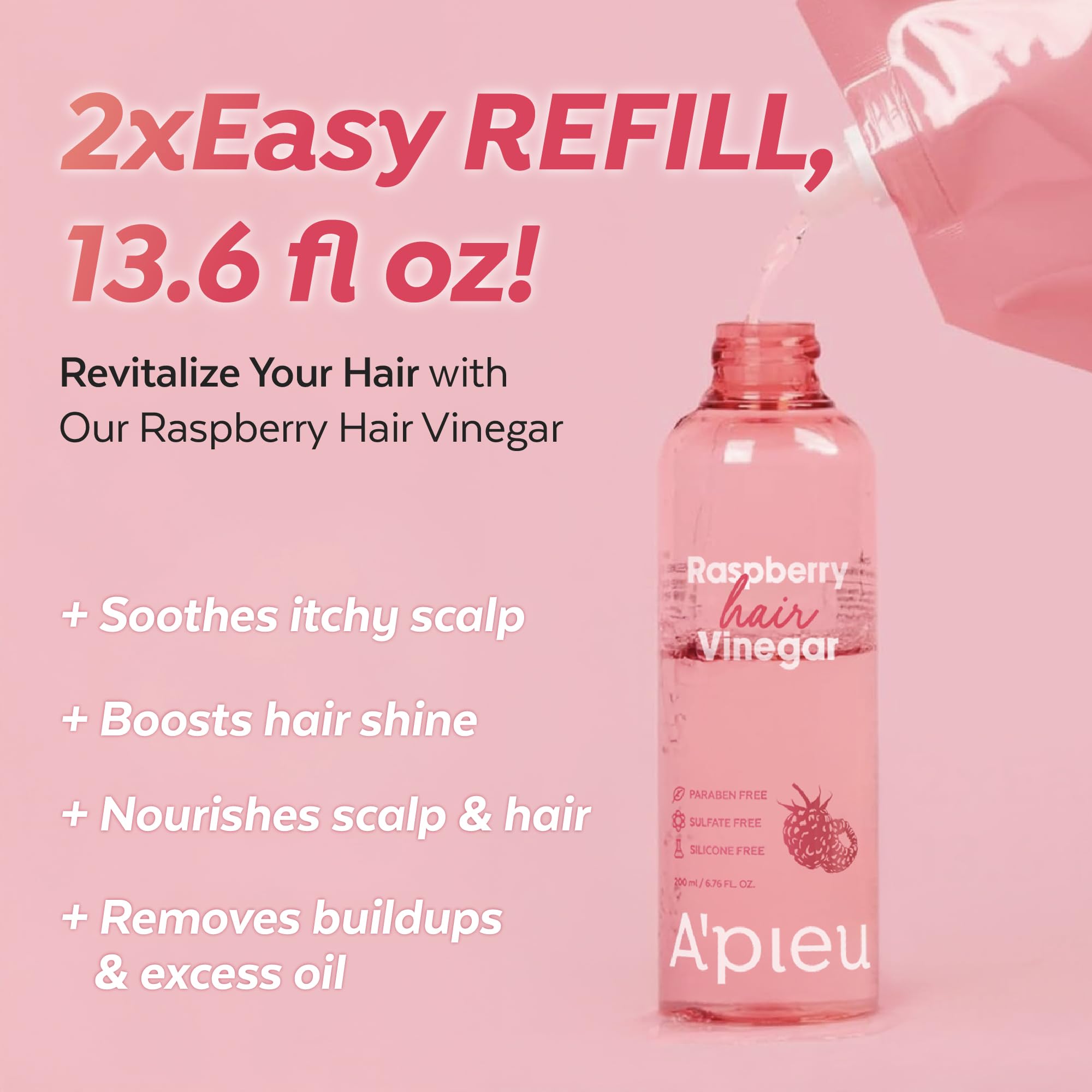 A'PIEU hair after rinse showing visible shine and smoother texture