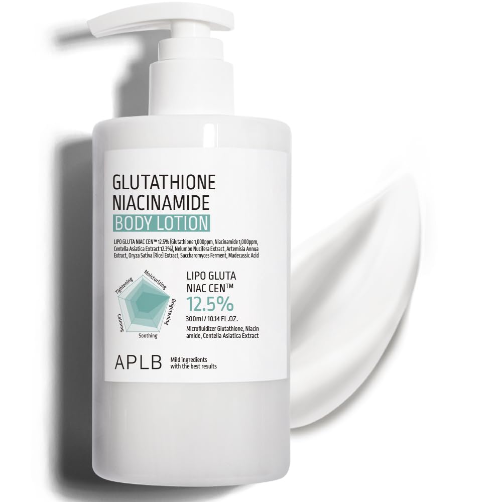 APLB front packaging showing LIPO GLUTA NIAC CEN lotion for visible texture improvement