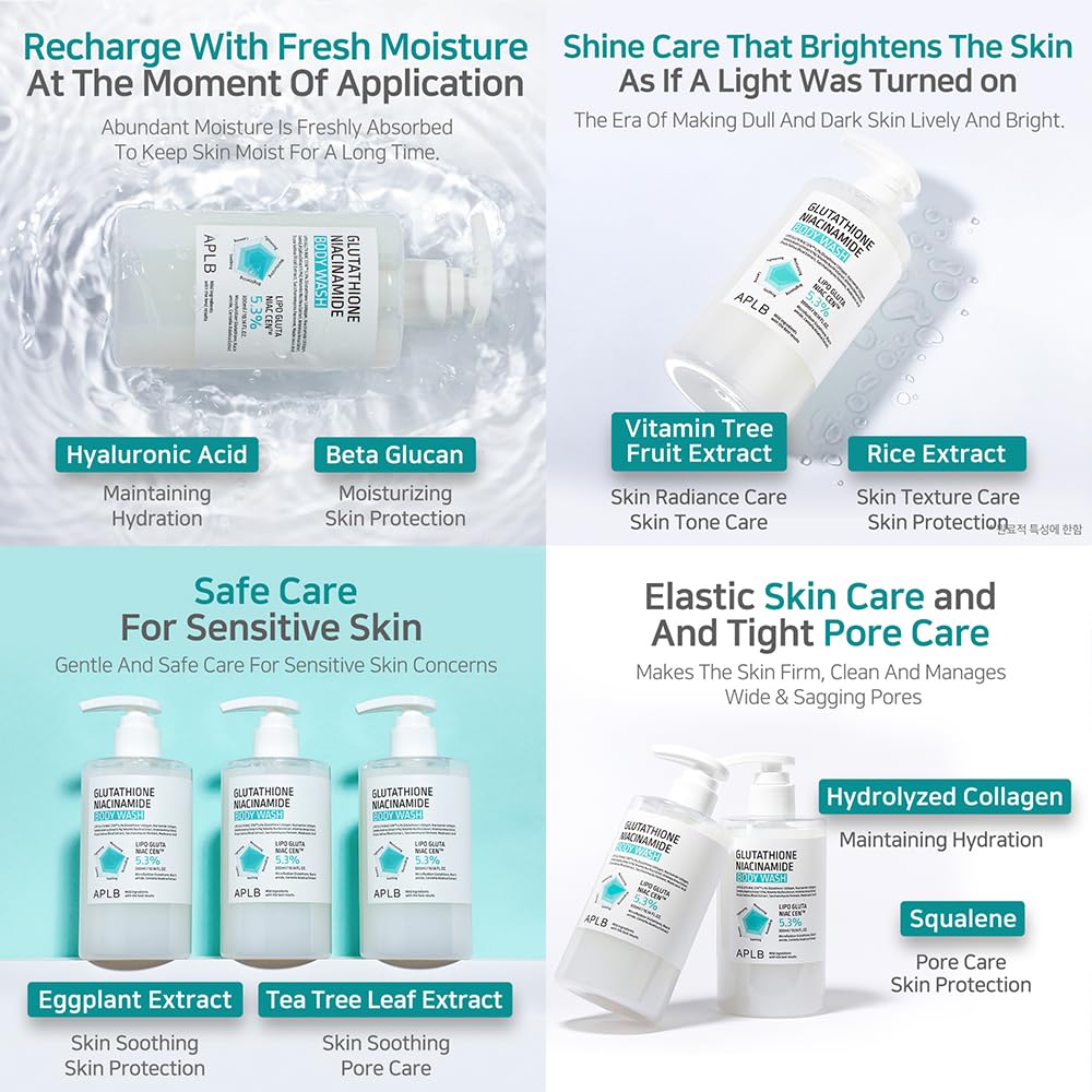 APLB ingredient hero display of glutathione and niacinamide showing brightening support