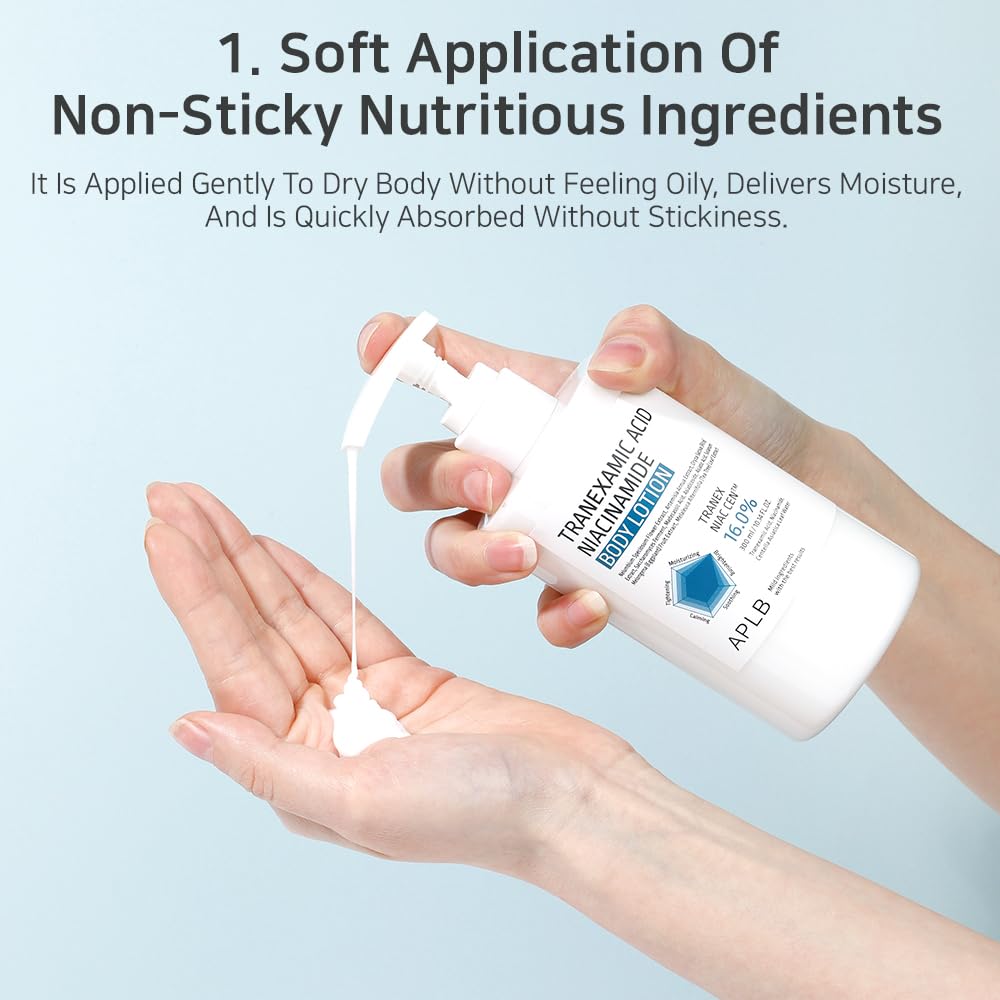 APLB lotion absorbing into skin showcasing non-greasy finish