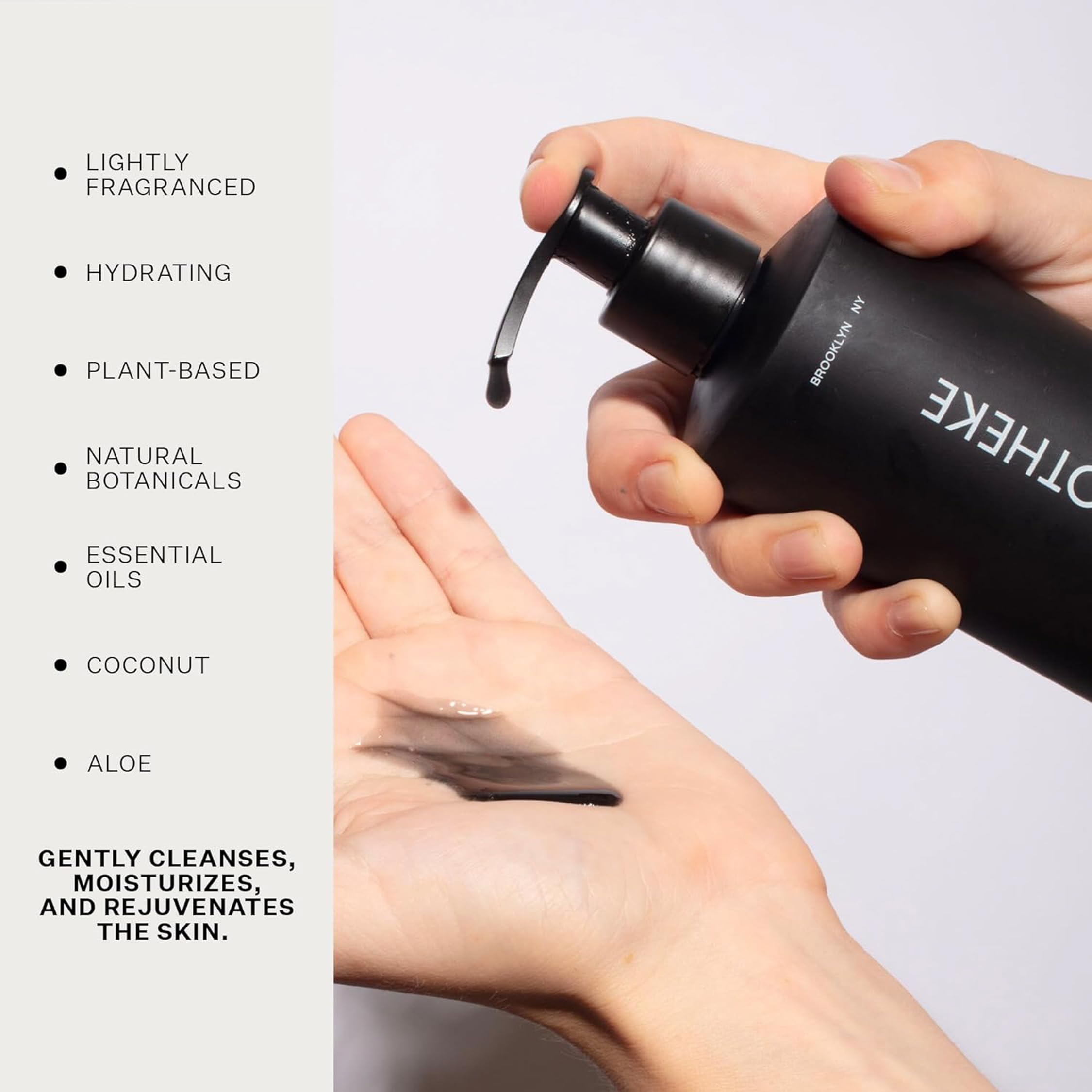 APOTHEKE charcoal bottle on bathroom vanity adding stylish decor and scent