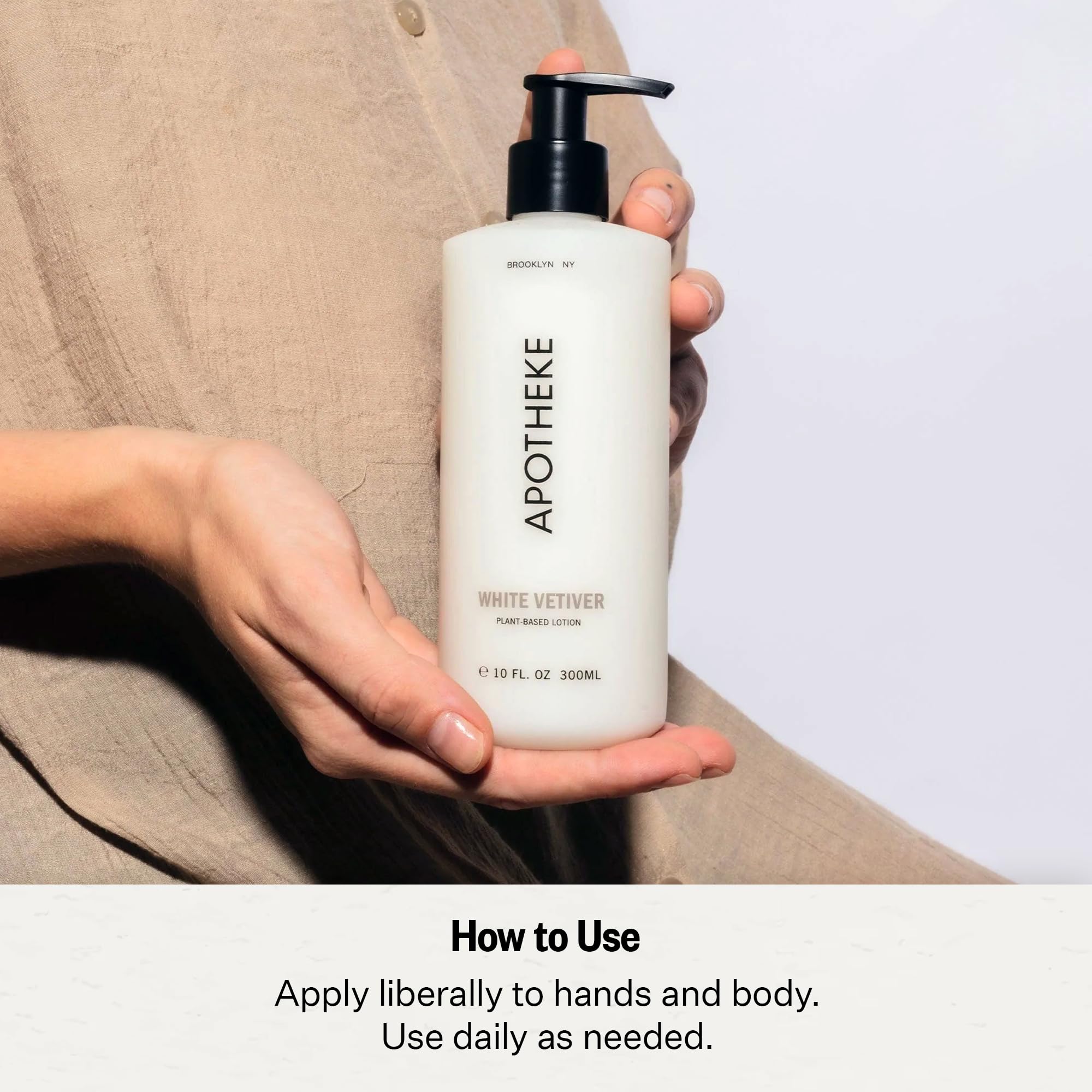 APOTHEKE White Vetiver applied on hand demonstrating smooth hydration benefit