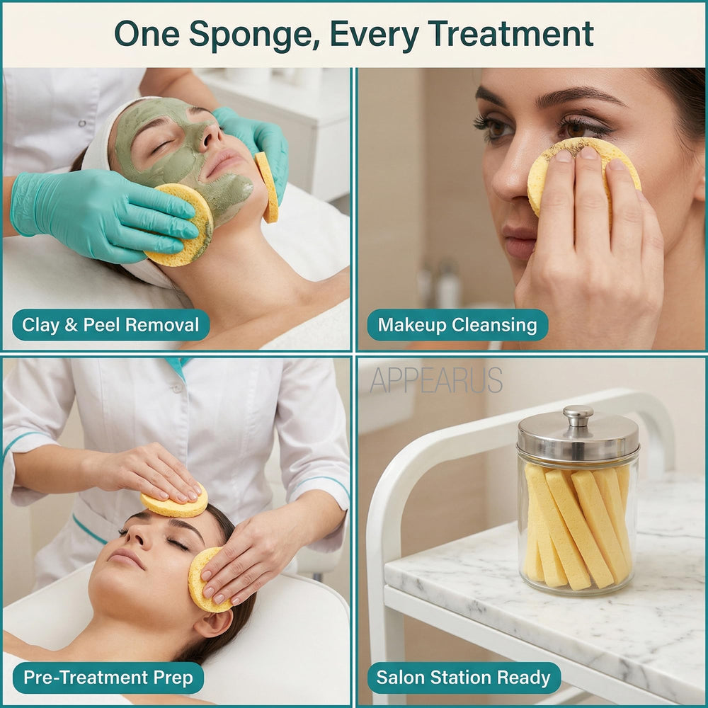 APPEARUS expanded sponge top view showing full 3-inch disc for gentle cleansing