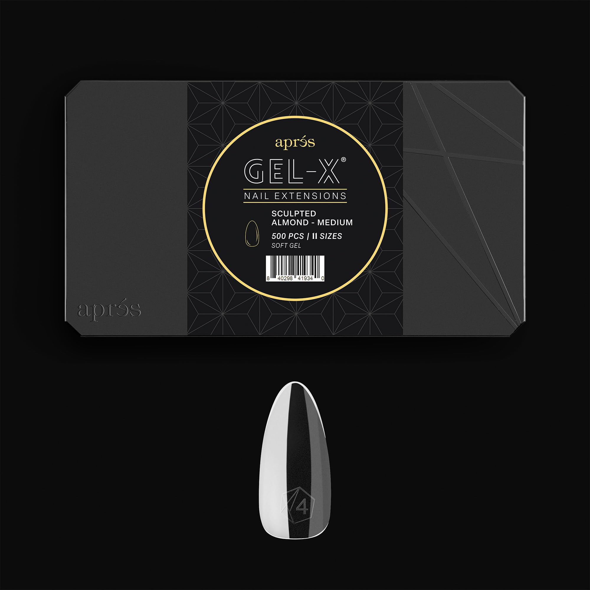 APRÉS box front packaging showing 500 Gel-X tips and 11 sizes for professional convenience