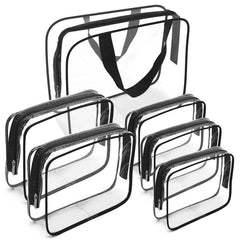 APREUTY clear makeup bags front view showing black trim and visibility benefit