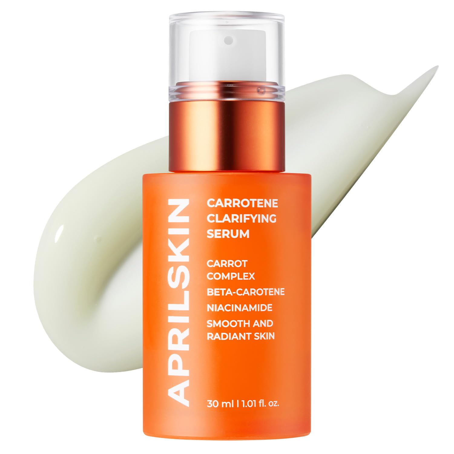APRILSKIN front packaging showing the Carrotene serum bottle and label benefit