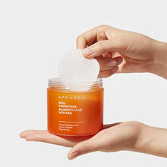 APRILSKIN pad on hand for size comparison and easy use benefit
