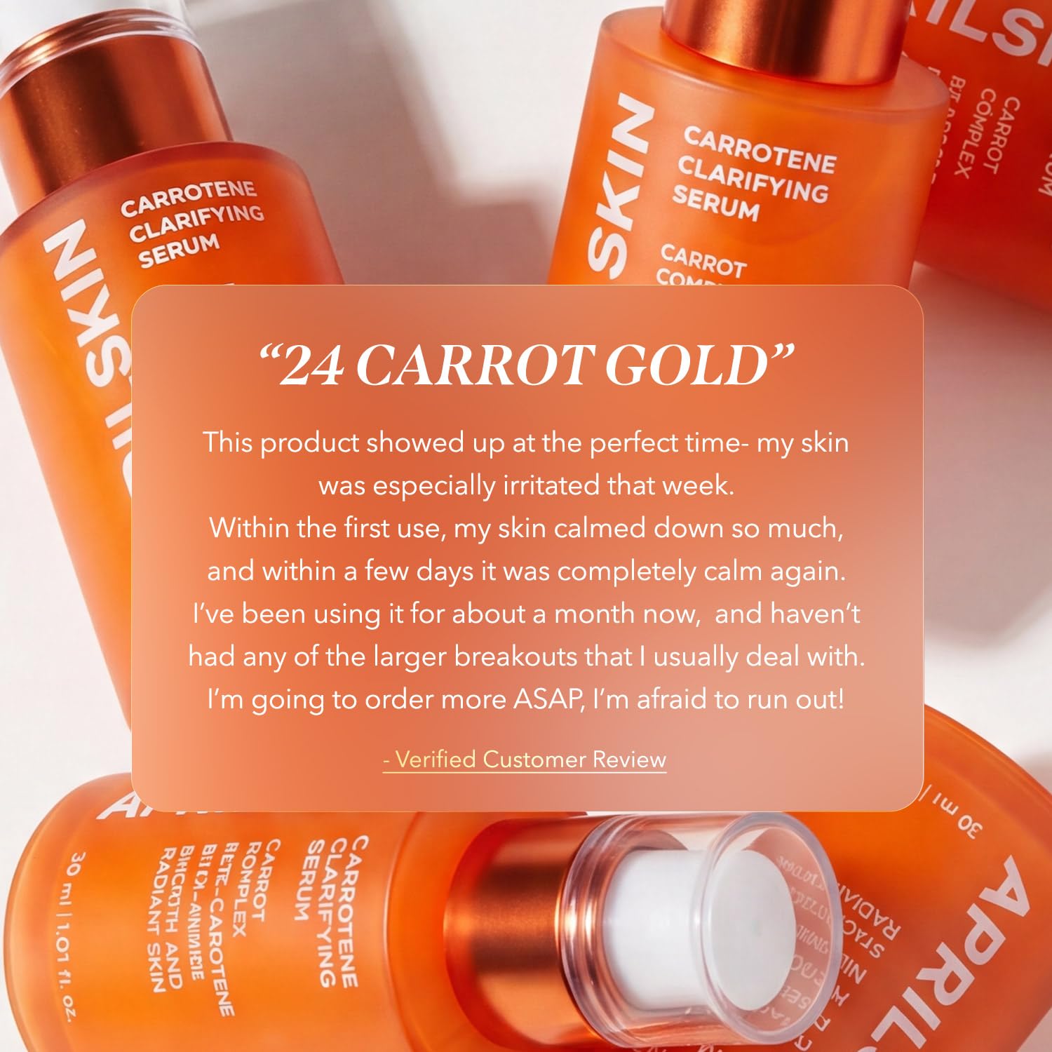 APRILSKIN serum being absorbed on model cheek for lightweight layering benefit