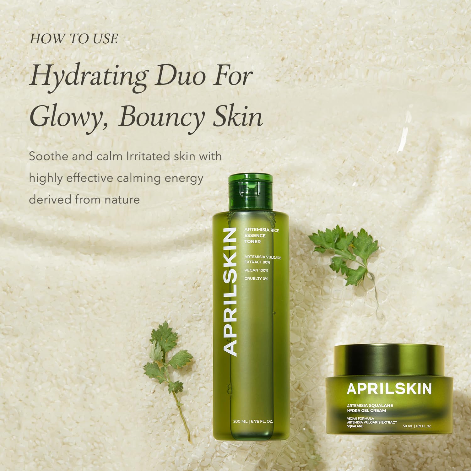 APRILSKIN rice bran water ingredient display supporting brightening benefits