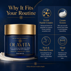 AQCOZ Olavita cream on fingers demonstrating smooth spread and lightweight feel