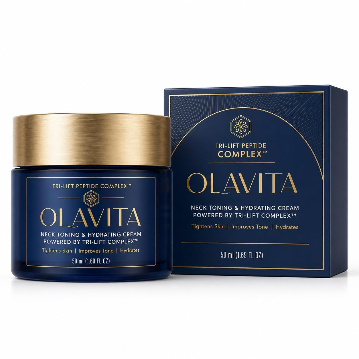 AQCOZ Olavita front packaging showing jar and logo, conveys trusted presentation