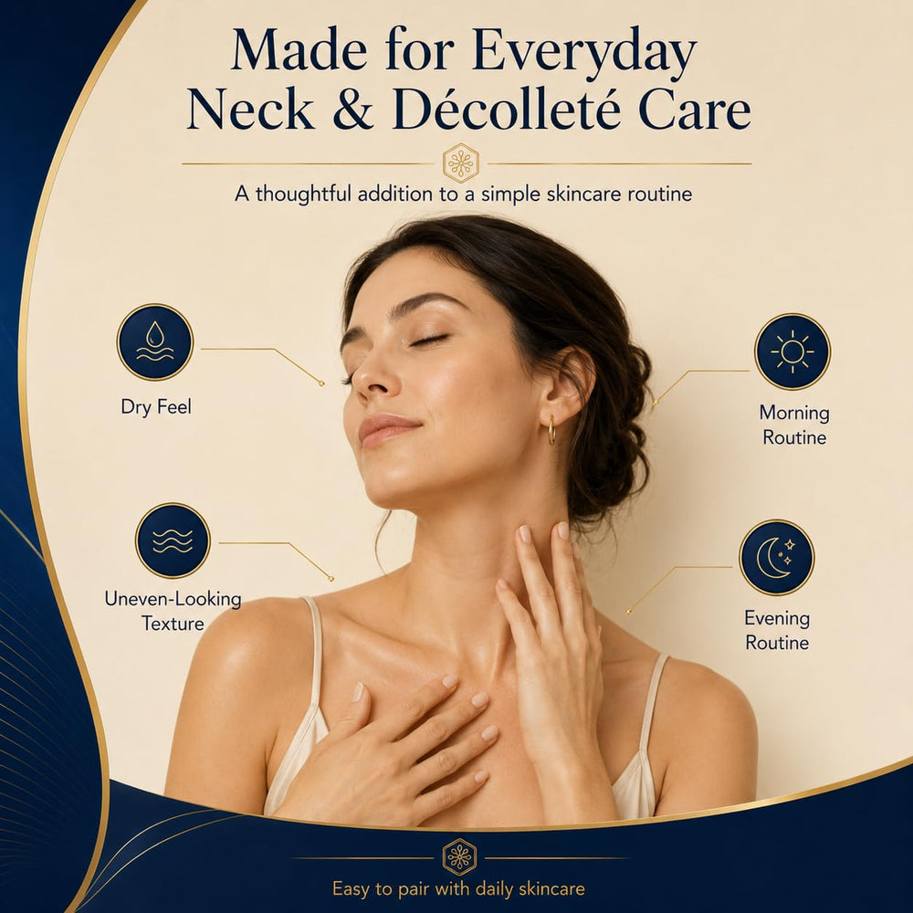 AQCOZ Olavita applying to neck illustrating targeted hydration and lift support