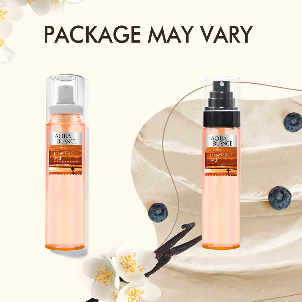 AQUA BLANCE bottle held in hand to show compact travel-friendly size