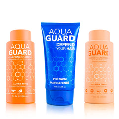 AQUA GUARD bundle front packaging showing complete swimmer hair trio benefits