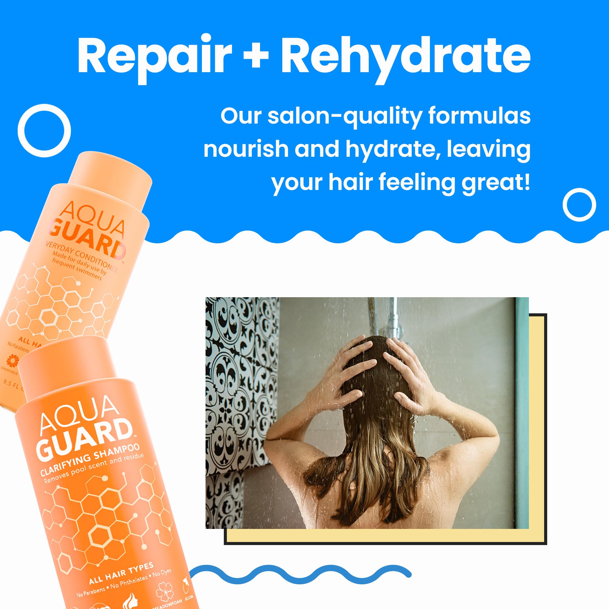 AQUA GUARD product in use as swimmer applies cream for chlorine defense