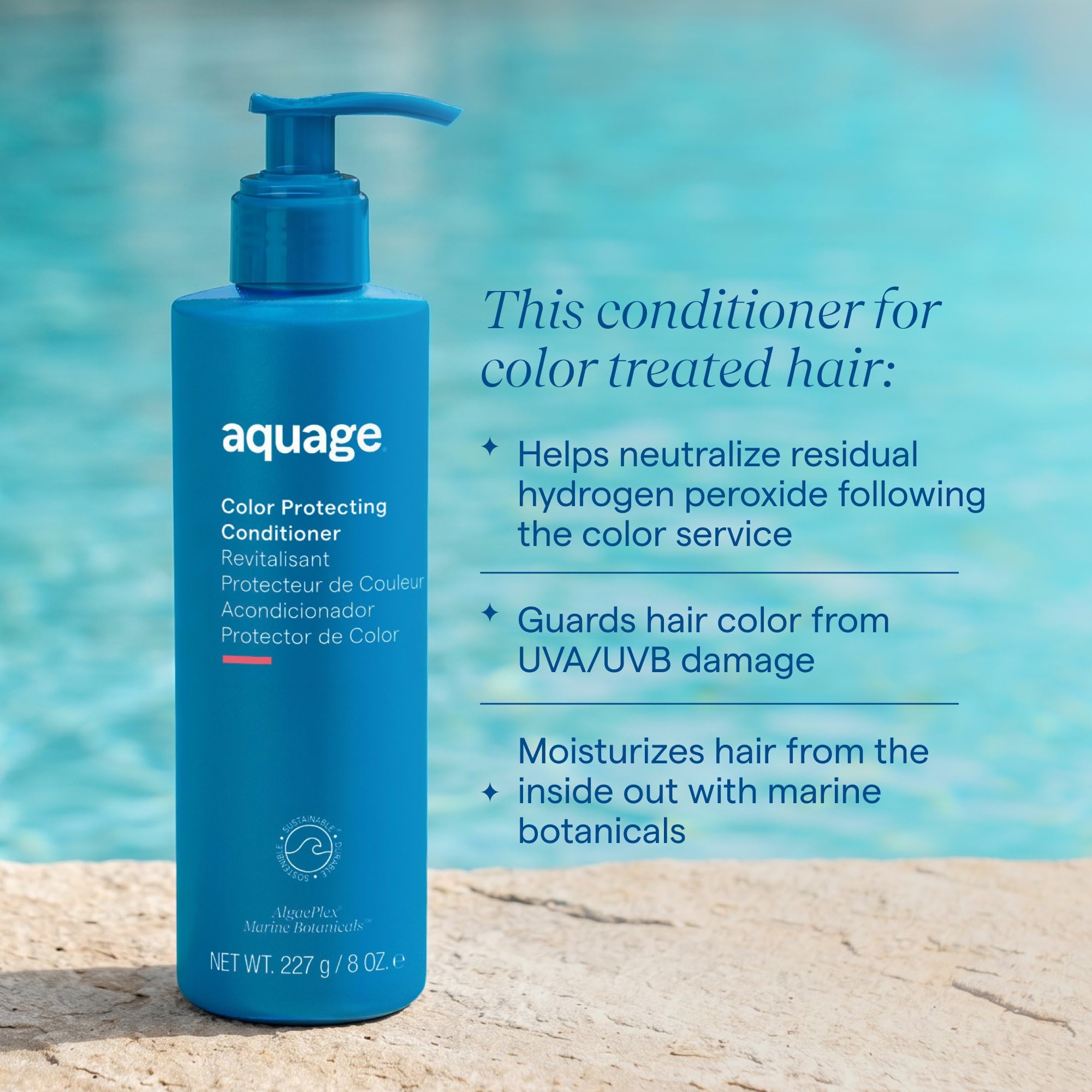 Aquage pump dispensing creamy conditioner texture demonstrating smooth application benefit