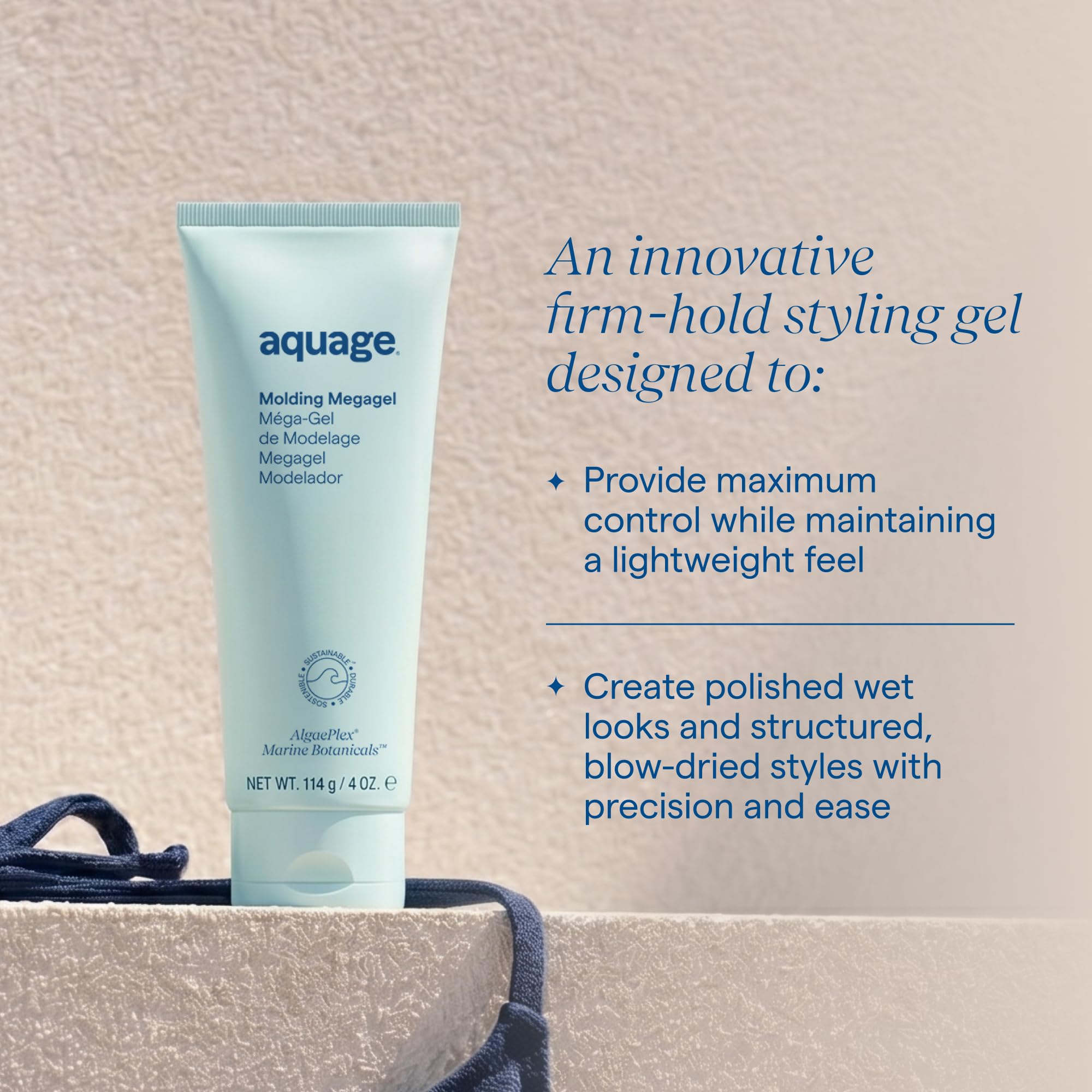 Aquage gel spread on hands illustrating easy emulsification and even coverage