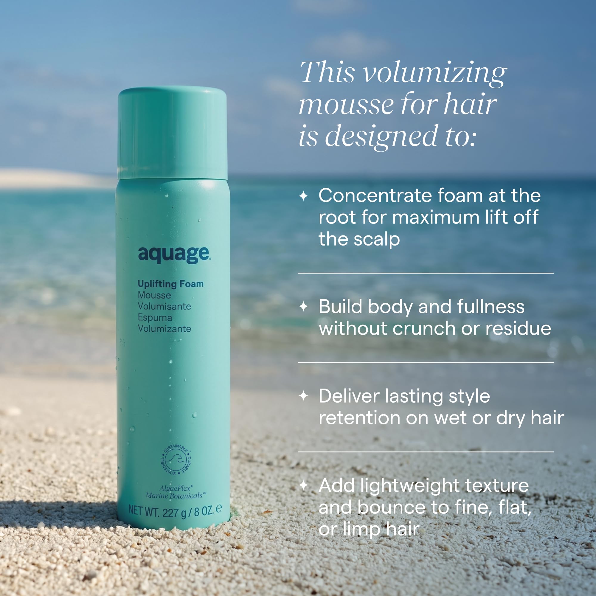 Aquage lightweight foam texture close-up for airy volume