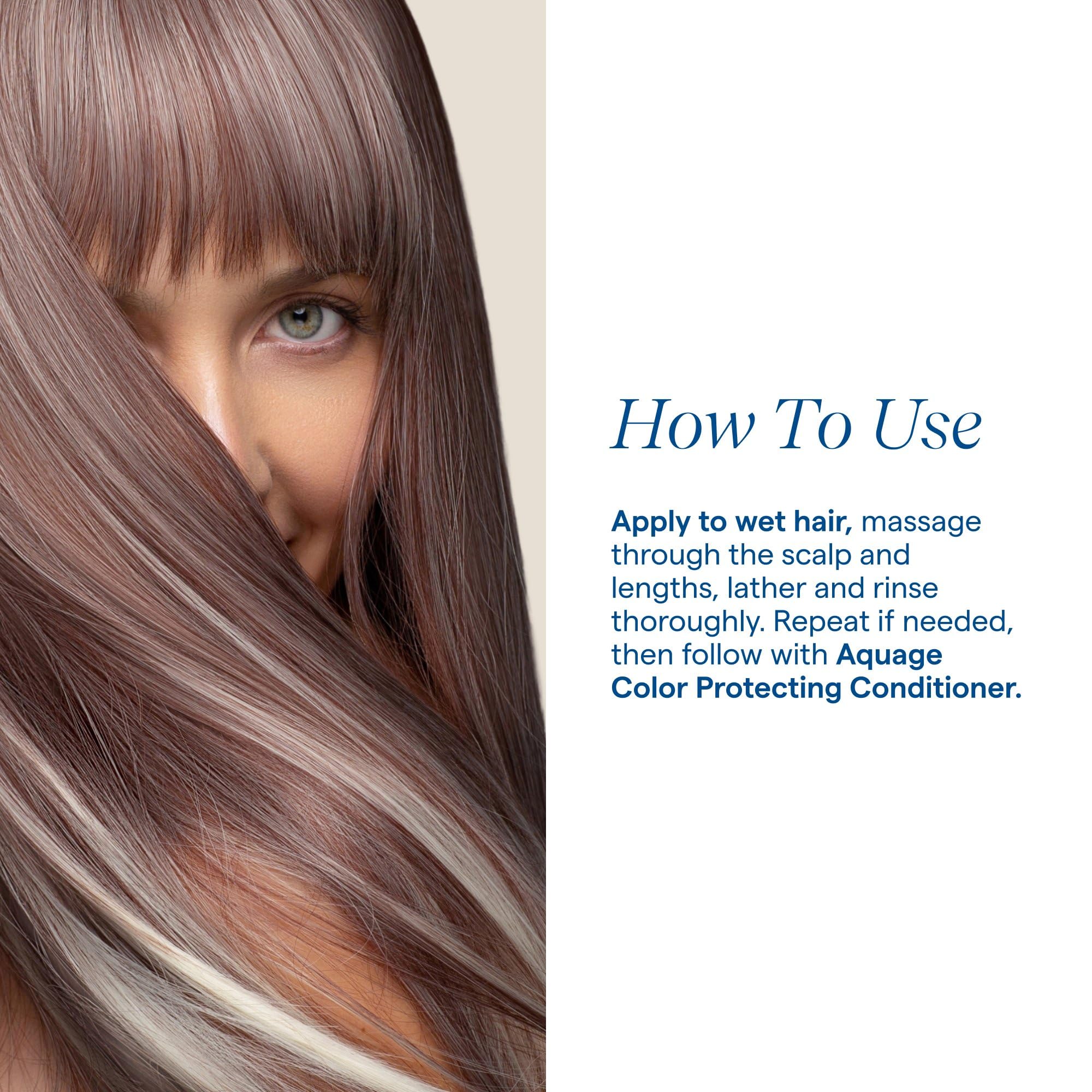 Aquage shampoo pouring into palm for controlled application and even coverage