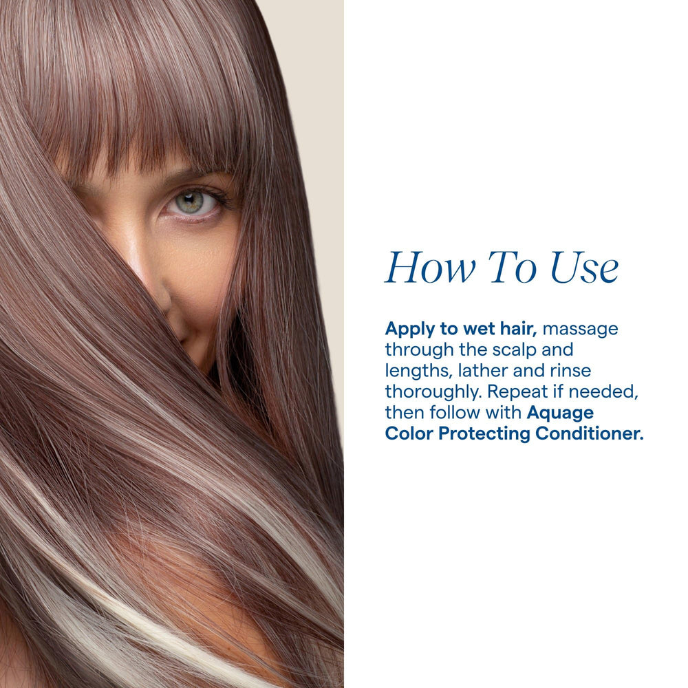 Aquage shampoo pouring into palm for controlled application and even coverage