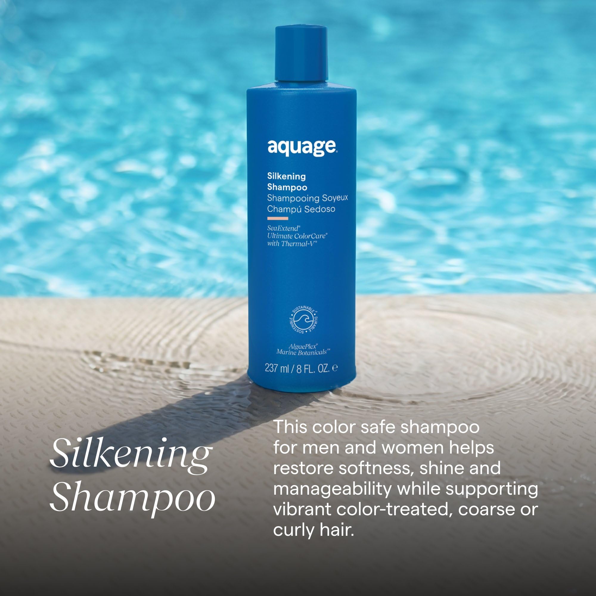 Aquage bottle pump and label highlighting features
