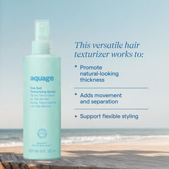 Aquage texture spray on hair detail creating visible strand separation and natural volume