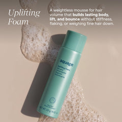 Aquage mousse being dispensed highlighting pinpoint nozzle benefit