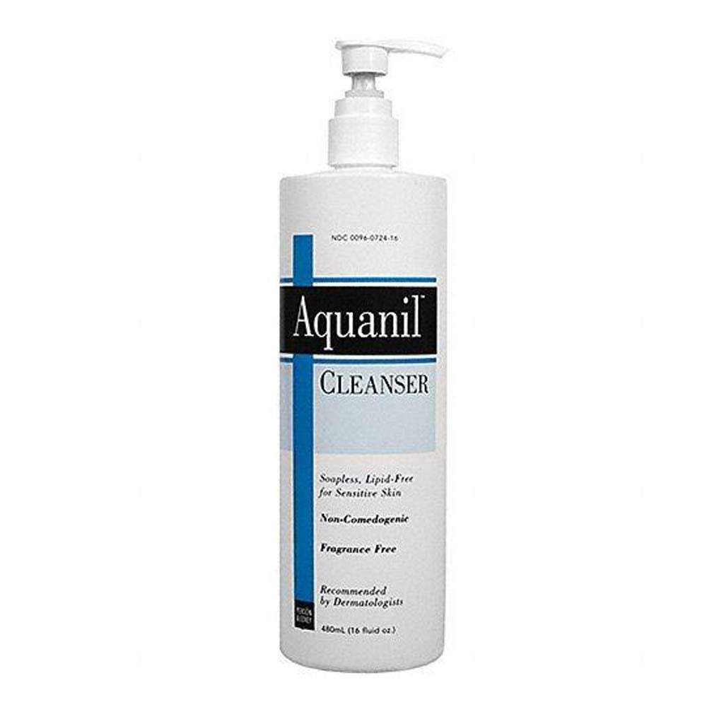 Aquanil front pump 16 oz bottle showing label and gentle cleanser benefits