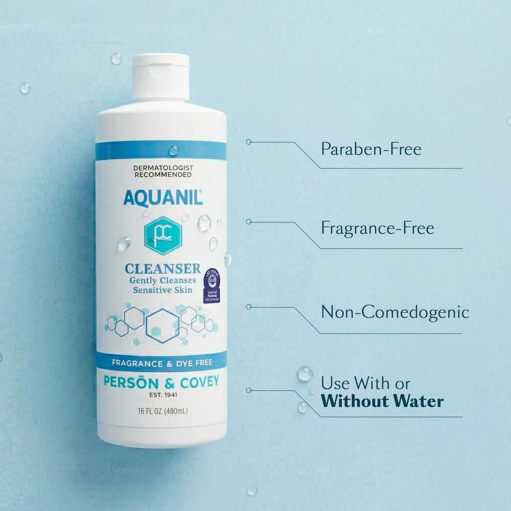 Aquanil being applied to hands demonstrating gentle, soothing cleanse