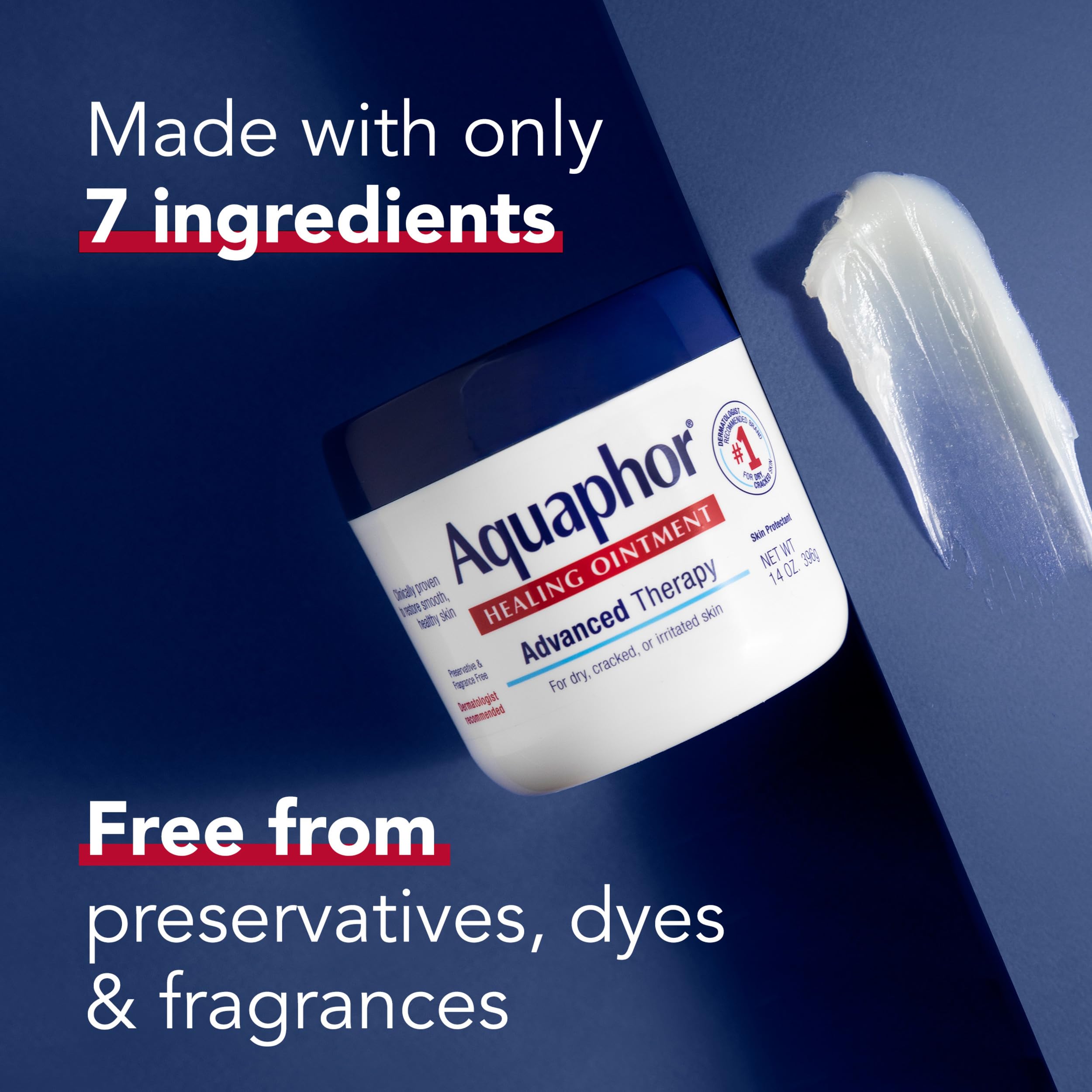 Aquaphor jar held in hand for scale showing generous 14 oz supply