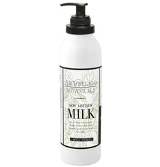 Archipelago Botanicals soy milk lotion front view showing bottle and calming label for daily hydration