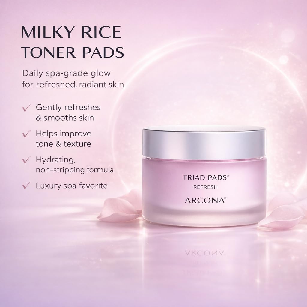 ARCONA pad saturated with milky solution showing hydrating formula ready to use