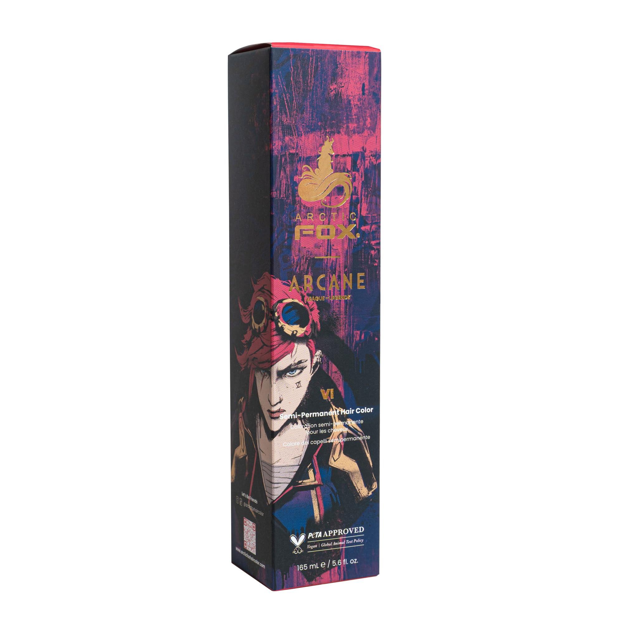 ARCTIC FOX front bottle showing Vi hot pink and packaging benefits