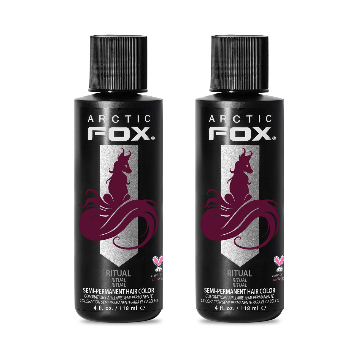 ARCTIC FOX front packaging showing vibrant burgundy color and two jars, highlights product identity